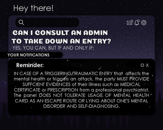 Can I consult the admins to take down a certain entry?