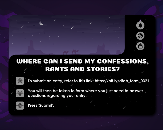 Where can I send my confessions, rants or stories?